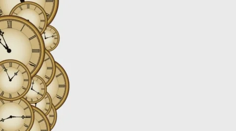 Multiple clocks left side third on white 4K final Stock Footage 65685031