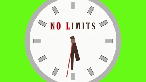 Multiple clocks with No Limits displayed. The clock hands are moving on a Green Stock Footage 319524818