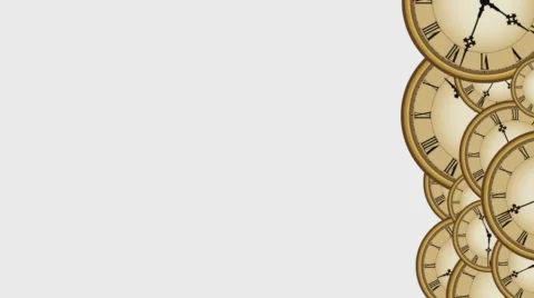 Multiple clocks right side third on white 4K Stock Footage 65675369