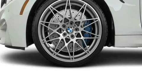 Multiple close up shots of different car parts Alpine White 2018 BMW 4-series M4 Stock Footage 159588830