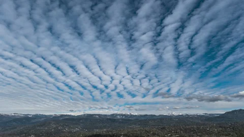 Multiple Cloud Layers Cross California's Sierra Nevada Mountains Stock Footage 282367444