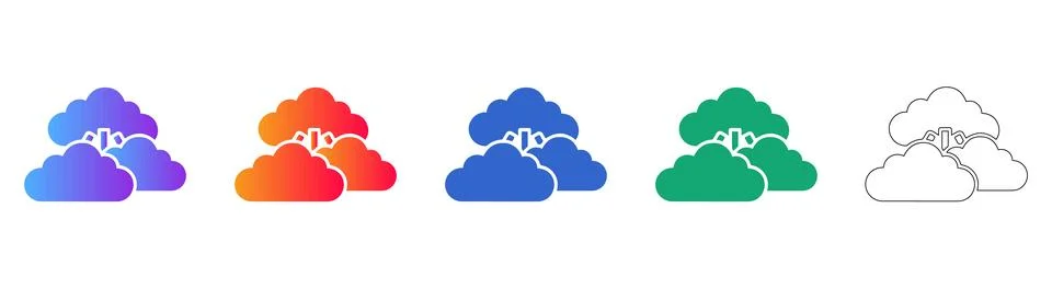 Multiple Cloud Services and Data Storage Icons Stock Illustration