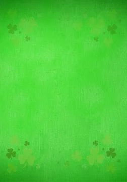 Multiple clover pattern in corners on green background Stock Illustration