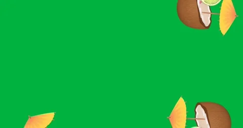 Multiple coconut cocktail icons falling with copy space on transparent 動画素材 318432804