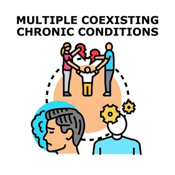 Multiple coexisting chronic conditions concept illustration Stock Illustration