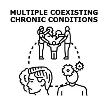 Multiple coexisting chronic conditions concept illustration Stock Illustration