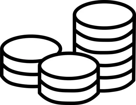 Multiple Coin Stacks Change Line Graphic Stock Illustration