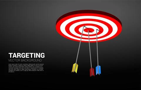 Multiple color archery hit on the center of dartboard . Business Concept of m Stock Illustration
