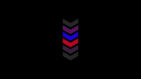 Multiple color chevron arrow downward loading progress bar animated on dark bg. Stock Footage 342368897