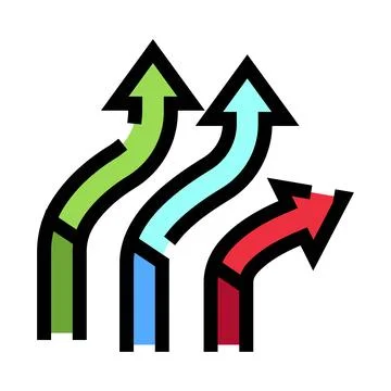 Multiple colored arrows showing different directions and choices Stock Illustration