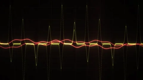 Multiple colored ECG lines on black. Stock Footage 334192005