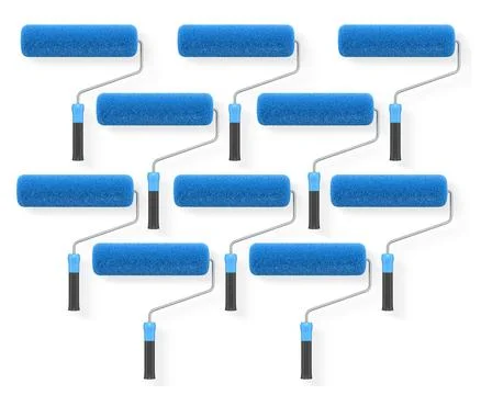 Multiple colorful paint rollers with foam arranged in repeating pattern iso.. Stock Illustration