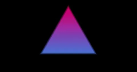 Multiple colorful triangle shapes moving against black background Illustration