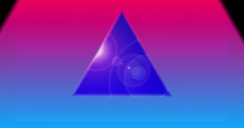 Multiple colorful triangle shapes moving against black background Illustration