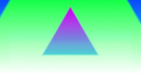 Multiple colorful triangle shapes moving against black background Illustration