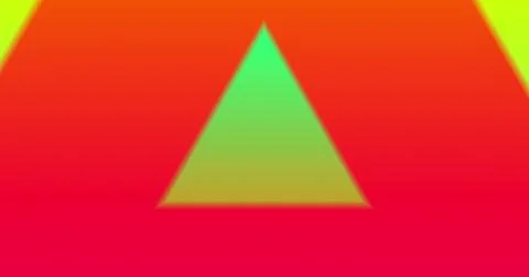 Multiple colorful triangle shapes moving against black background Illustration