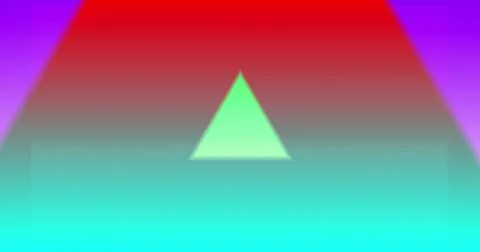 Multiple colorful triangle shapes moving against black background Illustration