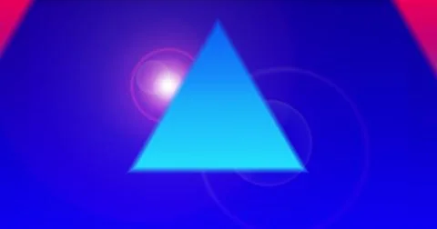 Multiple colorful triangle shapes moving against black background Illustration