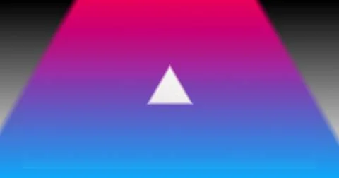 Multiple colorful triangle shapes moving against black background Illustration