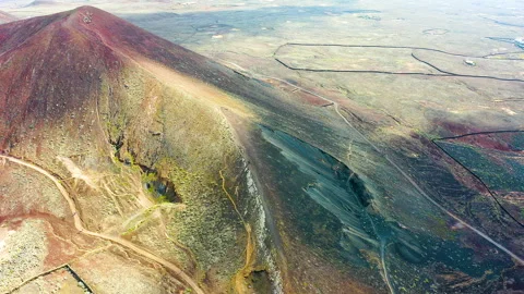 Multiple colors hills next to the Caldero Hondo volcano. Stock Footage 286065874