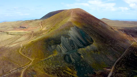 Multiple colors hills next to the Caldero Hondo volcano. Stock Footage 286065980