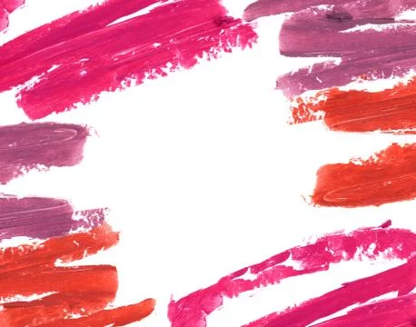 Multiple colors lipstick smeared frame. Stock Photos