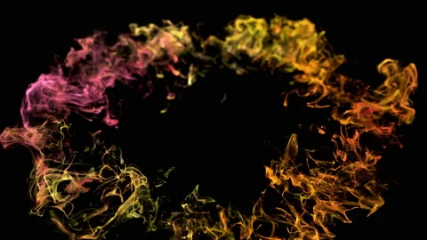 Multiple colourful multicolored pulsating shockwave particle explosions alpha Stock Footage 190416448