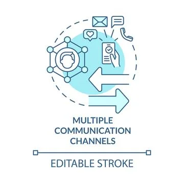 Multiple communication channels blue concept icon 스톡 일러스트