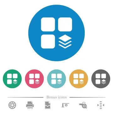Multiple components flat round icons Illustrazione stock