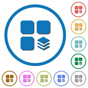 Multiple components icons with shadows and outlines Stock-Illustration