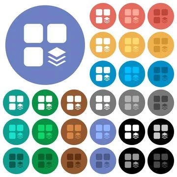 Multiple components round flat multi colored icons Illustrazione stock
