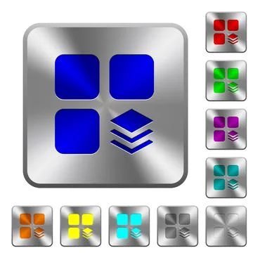 Multiple components rounded square steel buttons Illustrazione stock