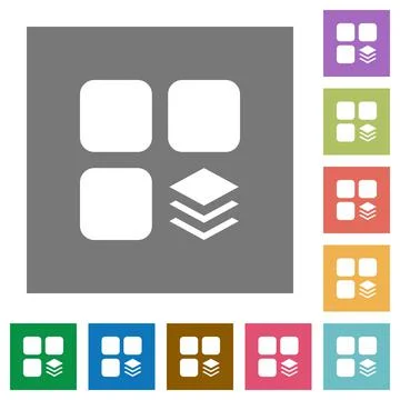Multiple components square flat icons イラスト素材