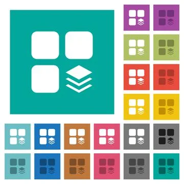 Multiple components square flat multi colored icons イラスト素材