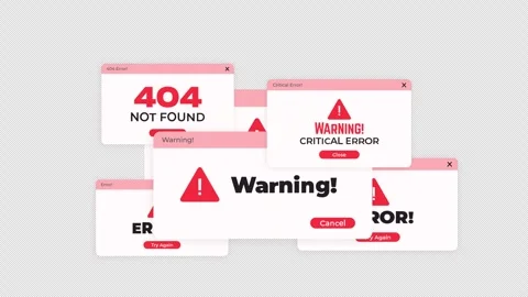 Multiple Computer Error and Warning Pop-up on Screen on Transparent Background 库存影片 347191230