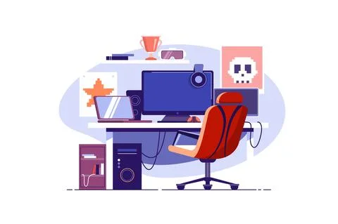 Multiple computer monitors for gaming Stock-Illustration