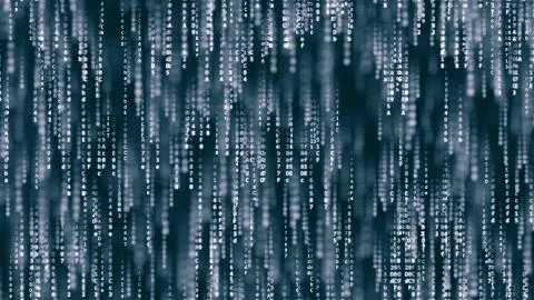 Multiple computer symbols fall on the screen. 3D rendering Stock Illustration