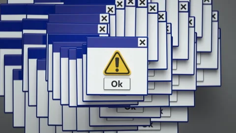Multiple Computer Warning Windows 3D Render Animation 库存影片 347111463