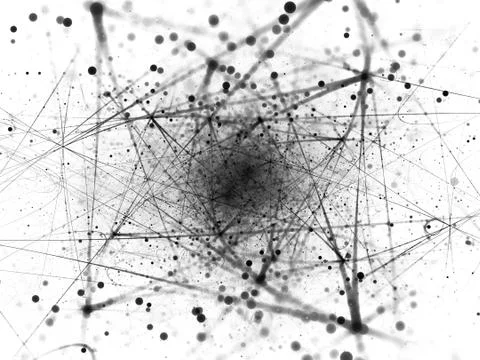 Multiple connections in space negative black and white effect Stockillustratie