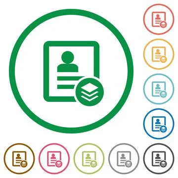 Multiple contacts flat icons with outlines Stock Illustration