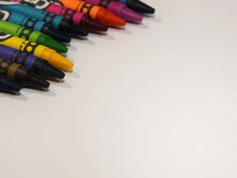 Multiple Crayons Upper Left Corner Stock Photos