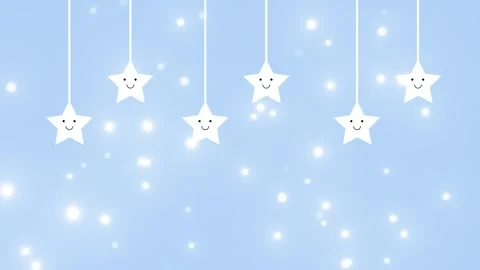 Multiple cute stars ornaments hanging on strings animation Video stock 337056272