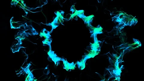 Multiple cyan green pulsating shockwave particle explosions alpha Stock Footage 127659805