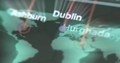 Multiple cyber attacks all over the world displayed on digital map Stock Footage 321750284