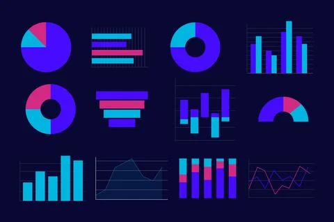 Multiple Data Charts and Graph Visualization Set 库存插图