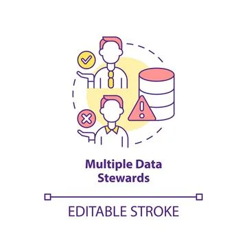 Multiple data stewards concept icon Stock Illustration