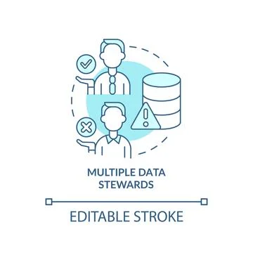 Multiple data stewards turquoise concept icon Stock Illustration