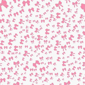 Multiple delicate pink bows are arranged in a playful scattered layout Illustration