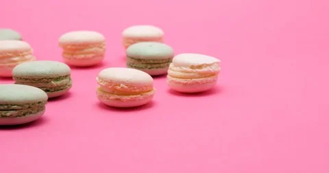 Multiple delicious sweet macaroons dessert Stock Footage 102783837