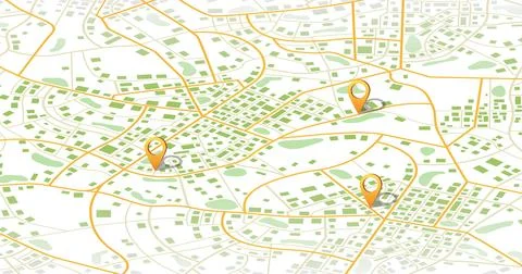 Multiple destinations. Gps tracking map. Track navigation pins on street maps Stock Illustration